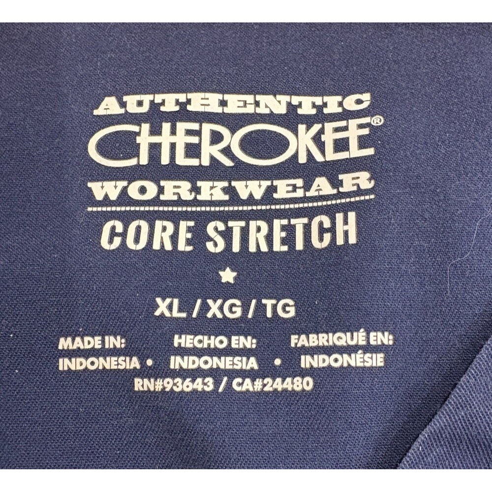 Scrub Tops Women's XL Uniform Shirt Cherokee Core Stretch Blue V-Neck Lot of 2 - Picture 6 of 6